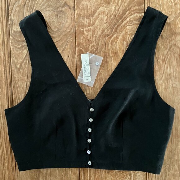 NWT Madewell Softdrape Gwen Crop Vest Top in Black, Sz 4 - Picture 2 of 4